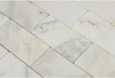 Natural Marble 2x4 Honed Brick Pattern Tile – White with Gold Veins (1 sqft)